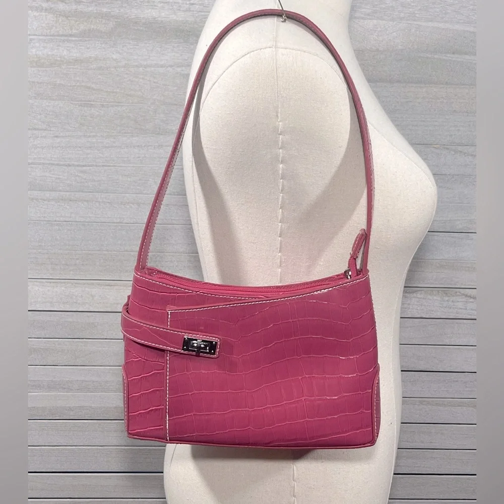 Mini Shoulder Bag Barbie Pink Alligator Texture
